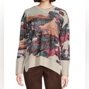 Westbound Knit Sweater Top Womens Size 2X Pink Grey Scenic Granny Grandma Retro